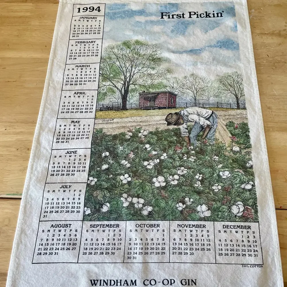 Vintage 1993 1994 1999 Tea Towel Calenders Cotton Field Farm House Nostalgia EUC